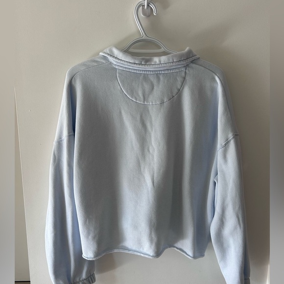 AERIE Fleece of Kind Light Blue Collared Sweatshirt - Picture 4 of 6